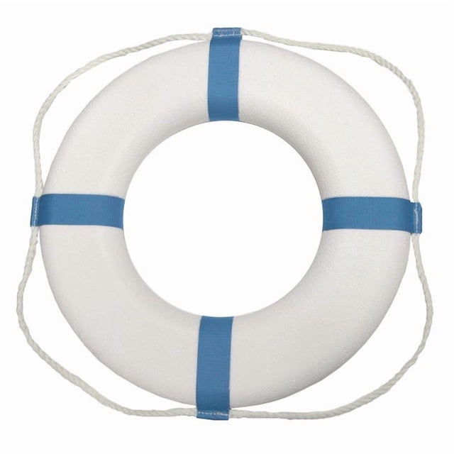 Taylor Made PFD - Personal Floatation Device 373 Life Buoy; 25 Inch Diameter; Ring; White; Closed Cell Foam Ring/Polypropylene Grab Line