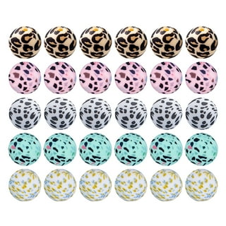 Leopard print beads • 10 pcs • 15 mm • silicone beads • cheetah print •  animal print • sensory loose beads • diy • black brown