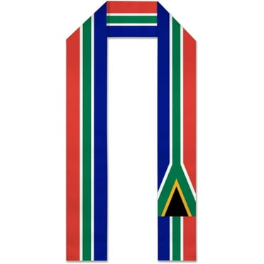 South Africa Flag Graduation Stole Graduate Shawl Sash Scraf Gift For Abroad Student International Study (Square)
