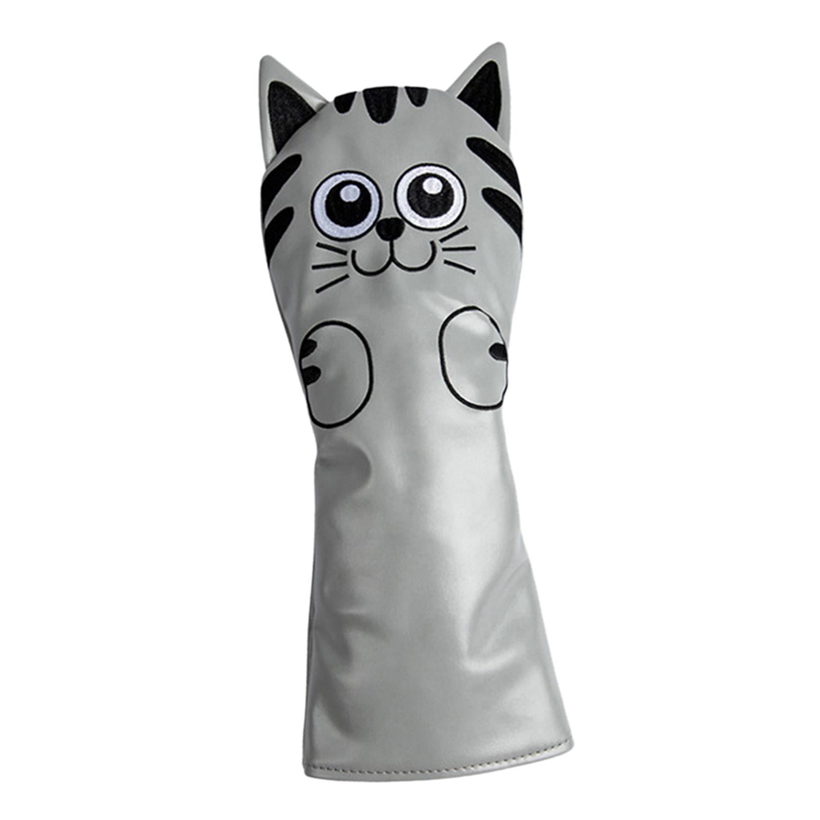 harayaa Golf Club Head Covers Mallet Putter Cat Pattern Accessories Putter Cue Headcover Driver Grey