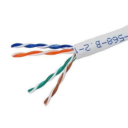 Monoprice Cat5e Ethernet Bulk Cable - Network Internet Cord - Solid, 350Mhz, UTP, CMR, Riser Rated,  Pure Bare Copper Wire, 24AWG, No Logo, 1000ft,