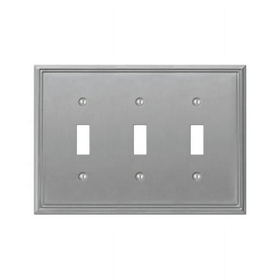 77TTTBN Metro Line 3 Gang Toggle Wall Plate  Brushed Nickel