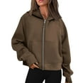 thumbnail image 2 of Lindreshi Sweatshirts for Women Zipper Front Women Casual Loose Hooded Long Sleeve Zipper Solid Cardigan Blouse Hoodies Sweatshirt Tops with Pocket, 2 of 7