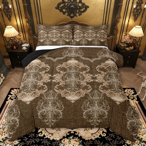 Castle Fairy Female Men Hippie Damask Twin Comforter Sets,Vintage Luxury Bedding Set