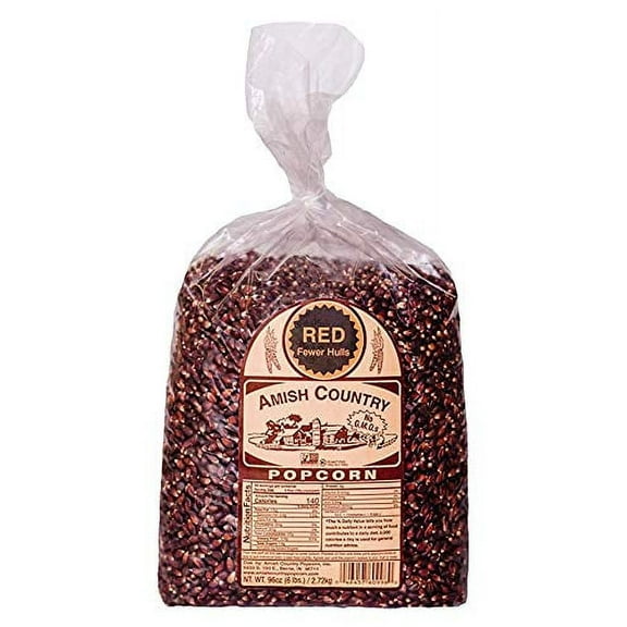 Amish Country Popcorn | 6 LB Bag Red Kernels | Old Fashioned, Non GMO, Gluten Free, Microwaveable and Kosher (6lb Bag)