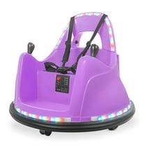 Kidzone Smart Bumper Car for 2-6 Years Unisex Toddler & Kids, 12V 2-Speeds Electric Ride On Bumping Toy Gifts W/APP Control, LED Lights, Bluetooth, 360°Spin & DIY Sticker, ASTM Certified, Purple