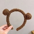 thumbnail image 7 of New Children Colorful Girls Bear Ears Hair Hoops Bear Ears Hairbands Hair Ornament Plush Headband ROSE RED, 7 of 7