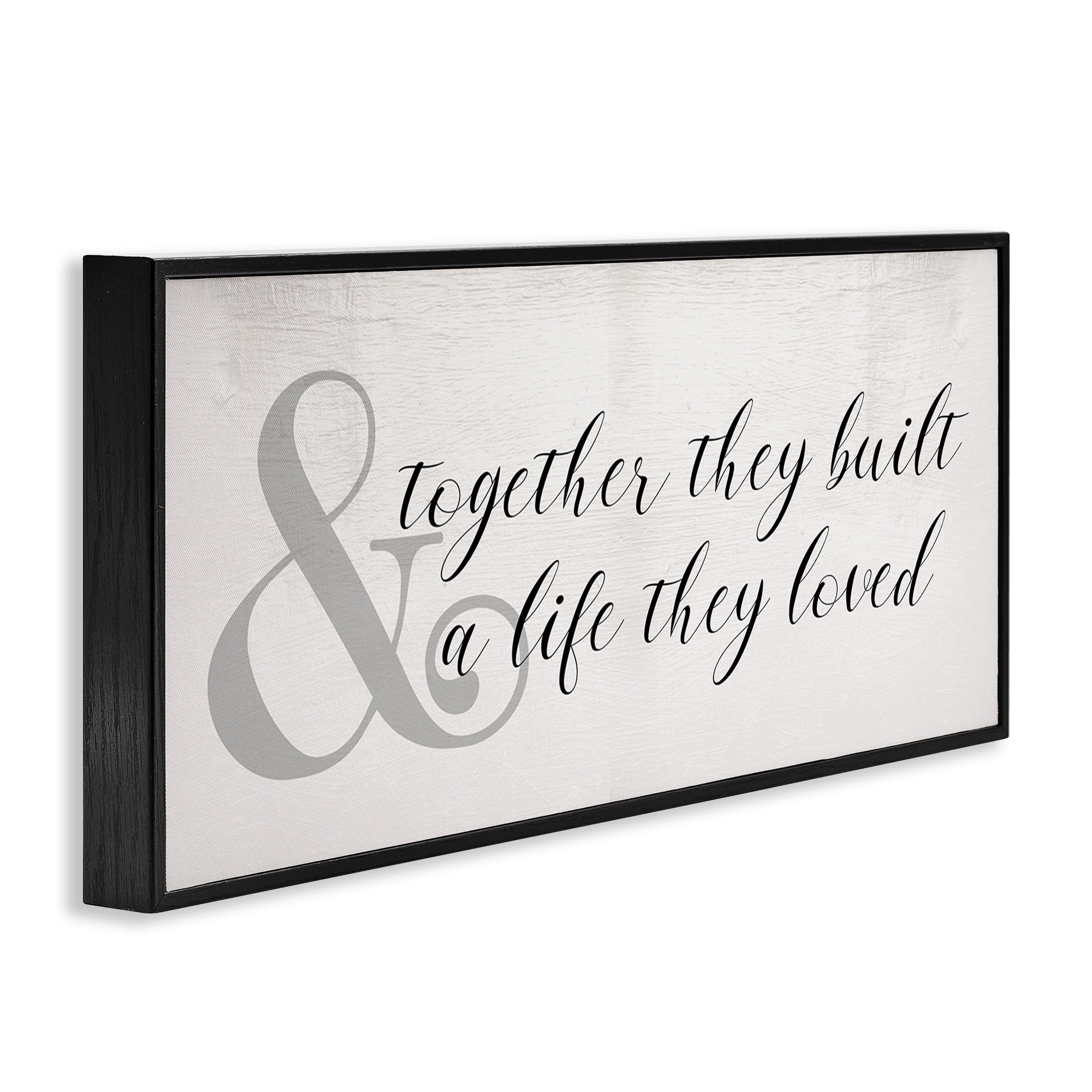 Stupell Industries Rustic Romance with Ampersand Typography Painting Black Framed Art Print Wall Art, 30 x 13