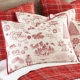 thumbnail image 5 of Levtex Home - Yuletide Quilt Set - Full/Queen Quilt (88x92in.) + Two Standard Pillow Shams (26x20in.) - Christmas Holiday Script - Red and Cream - Reversible - Cotton, 5 of 6