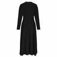 thumbnail image 5 of JGGSPWM Fall Dresses for Women Plus Size Solid Color Casual Long Sleeves Round Neck Elegant Swing A Line Maxi Dresses Black M, 5 of 7