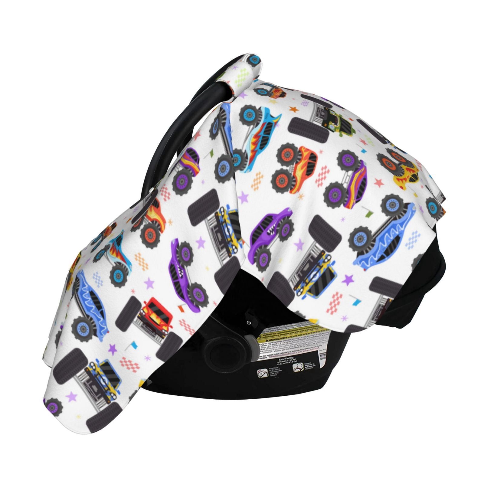Naloa Cartoon Monster Trucks1 Baby Car Seat Cover, Breathable Baby Carrier Cover, Multiuse Baby Carrier Cover & Nursing Breastfeeding Cover