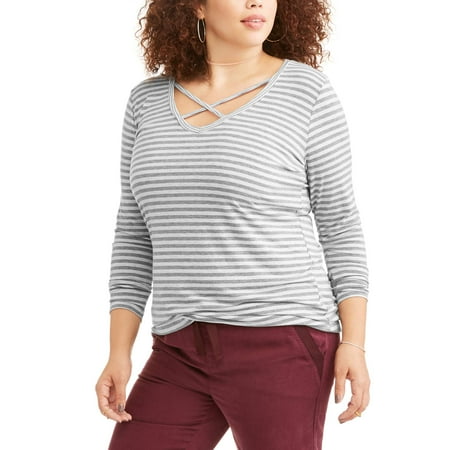 Poof Junior Plus OPP Stripe Strappy Tee