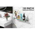 thumbnail image 5 of Woindo Bathroom Glass Shelf, Floating Tempered Glass Bathroom Wall Shelf Rectangle 16 Inch Shelves Brushed Nickel Bracket Mount Modern, 5 of 11
