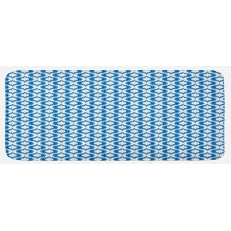 

Ikat Kitchen Mat Abstract Design with Ogee Motifs in Blue Tones Vintage Summer Seasonal Pattern Plush Decorative Kitchen Mat with Non Slip Backing 47 X 19 Blue White by Ambesonne