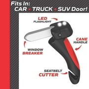 Emson Car Cane 4 in 1 Door Handle Assist 7 LED Flashlight Emergency Seatbelt Cutter Window Breaker Safe Vehicle Entry As Seen on TV