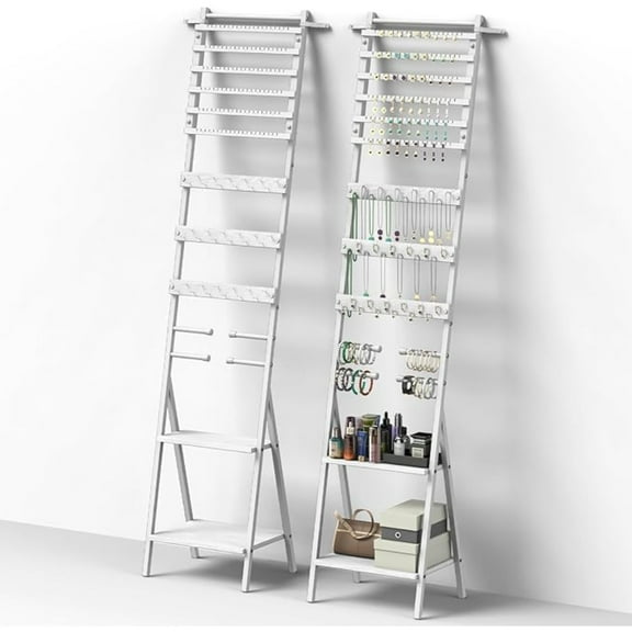 BTY Large Jewelry Display Stand - 54Holes 120Slots Earring Necklace Bracelet Holder White