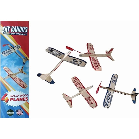 Balsa Wood Airplane Kits Set Of 4 Wooden Airplanes | 2 Rubberband Powered Propellor Planes And 2 Balsa Wood Glider Planes