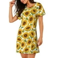 thumbnail image 2 of Sikiie Sunflowers Print Women's Short-sleeved Nightdress, Round Neck Pullover Nightdress Pajamas Summer Home Wear, 2 of 6