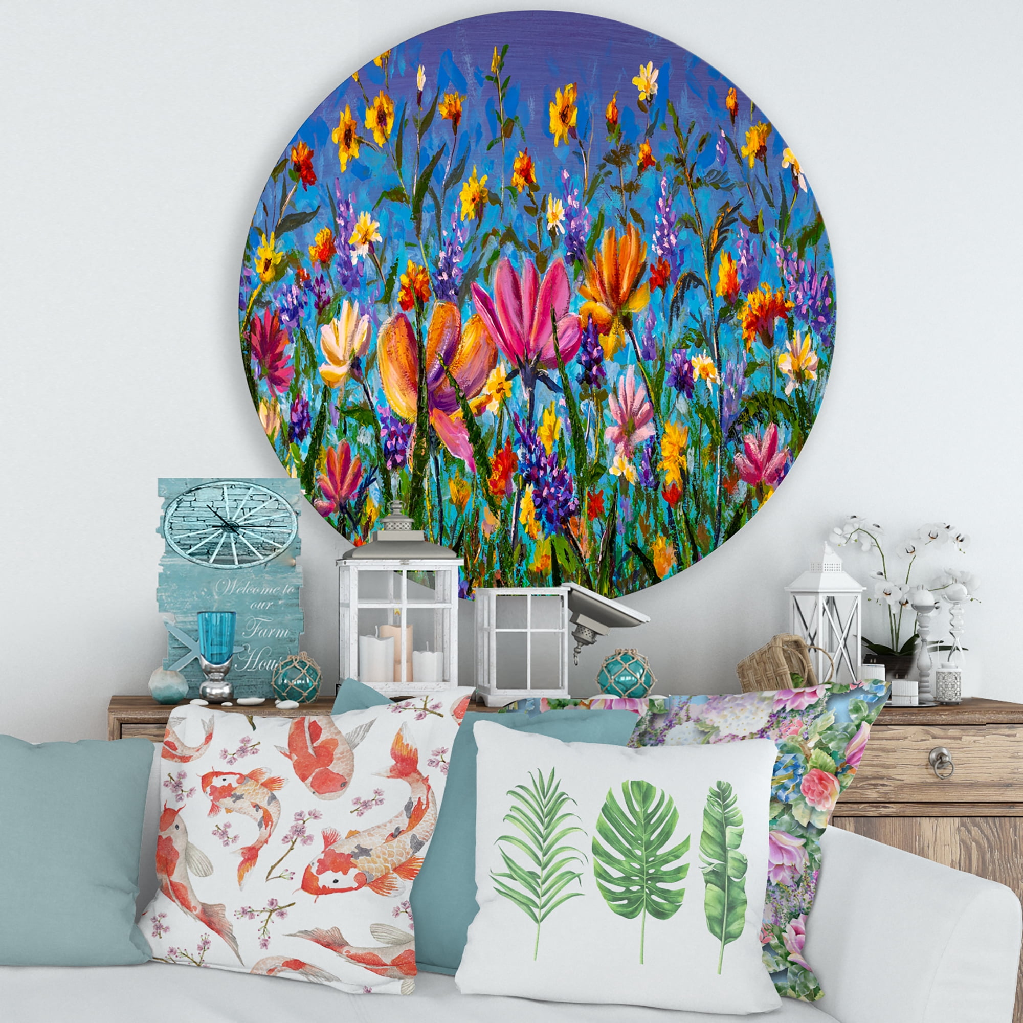 Free Shipping! Designart Pink Floral Glossy Frameless Metal Wall