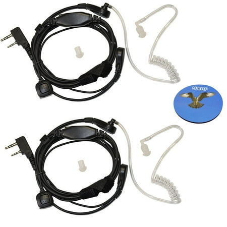 HQRP 2-Pack Acoustic Tube Earpiece PTT Throat Mic Headset for BAOFENG UV-5RA / UV-5RB / UV-5RC / UV-5RE / UV-5RA+ / UV-5R+ / UV6 / BF-V85 / UV-B5 / UV-B6 / BF-K5 + HQRP