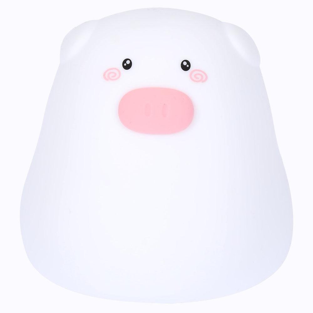 Tebru 2 Types Mini Cute Pig LED Silicone Night Light LED 7color Night