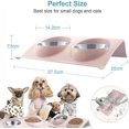thumbnail image 2 of Cuenco Doble Para Gatos De Acero Inoxidable, Cuenco Doble Para Perros Pequeños, Cuenco Doble Para Mascotas, Cuenco Doble Para Gato, Cuenco Para Gato Y Perro - Rosa, 2 of 5