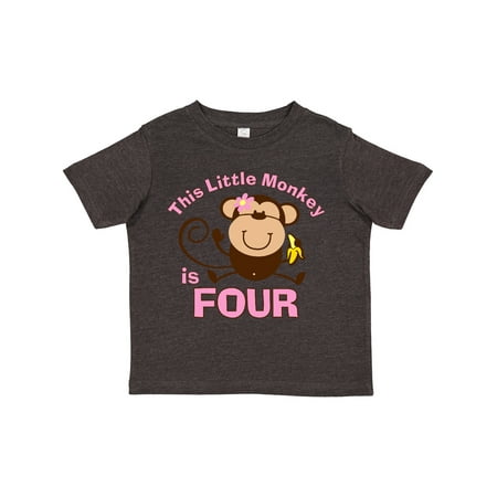 

Inktastic Little Monkey Girl 4th Birthday Gift Toddler Toddler Girl T-Shirt