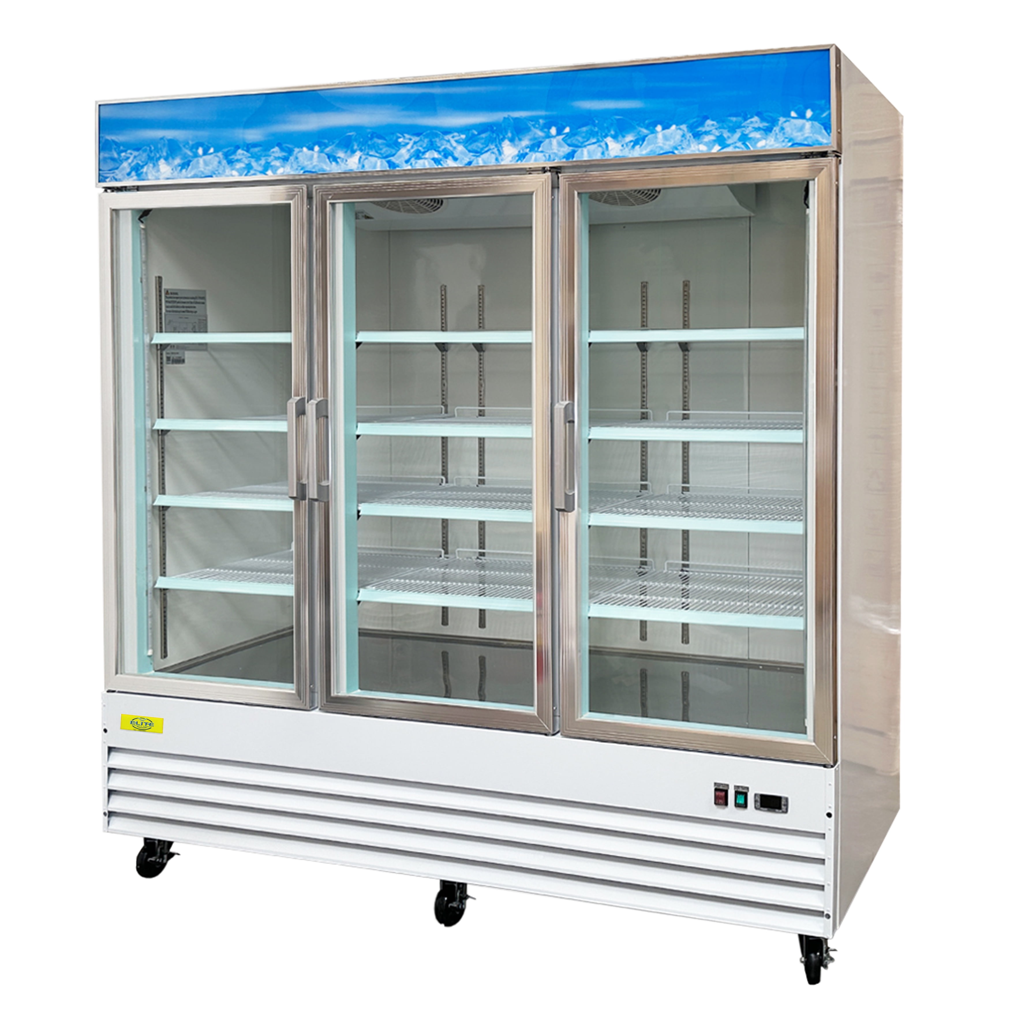 79 in. Three Glass-Door Merchandiser Refrigerator 53 Cu. Ft. Beverage Display Cooler, Commercial Refrigerator 79.2''W x 32''D x 84.7''H