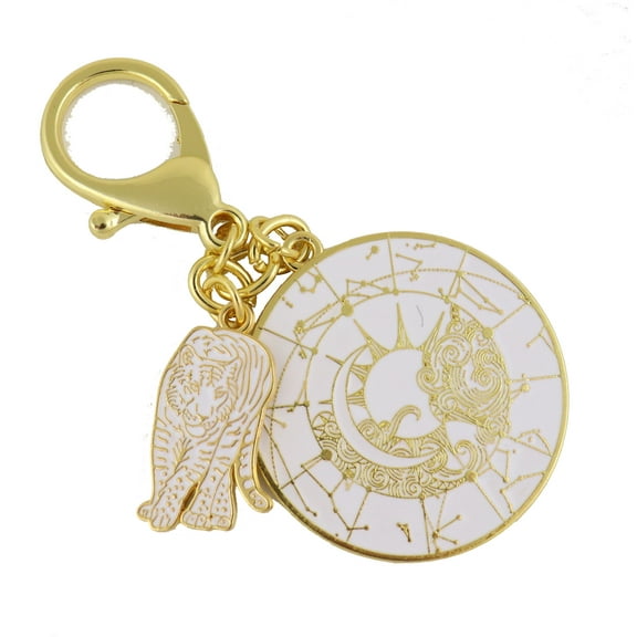 Feng Shui White Tiger Lunar Mansions Harmonizing Amulet Keychain