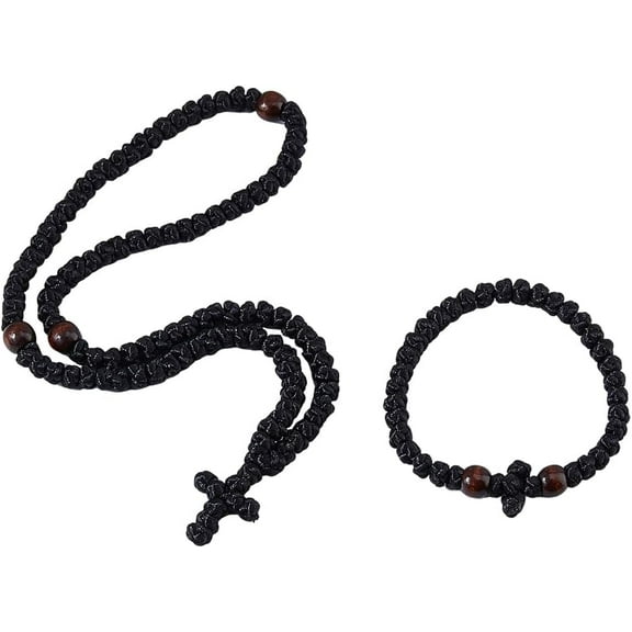 2Pcs Christian Orthodox Prayer Rope 33/100 Knot Orthodox Greek Prayer Rope Greek Komboskoini Chotki Protection Blessing Charm Religious Gift for DIY Men Women