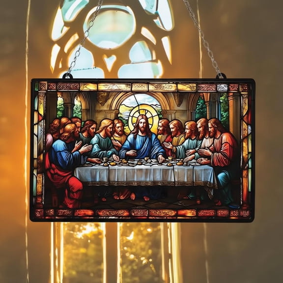 The Last Supper Faux Acrylic Suncatcher Religious Christian Art Window Hanging