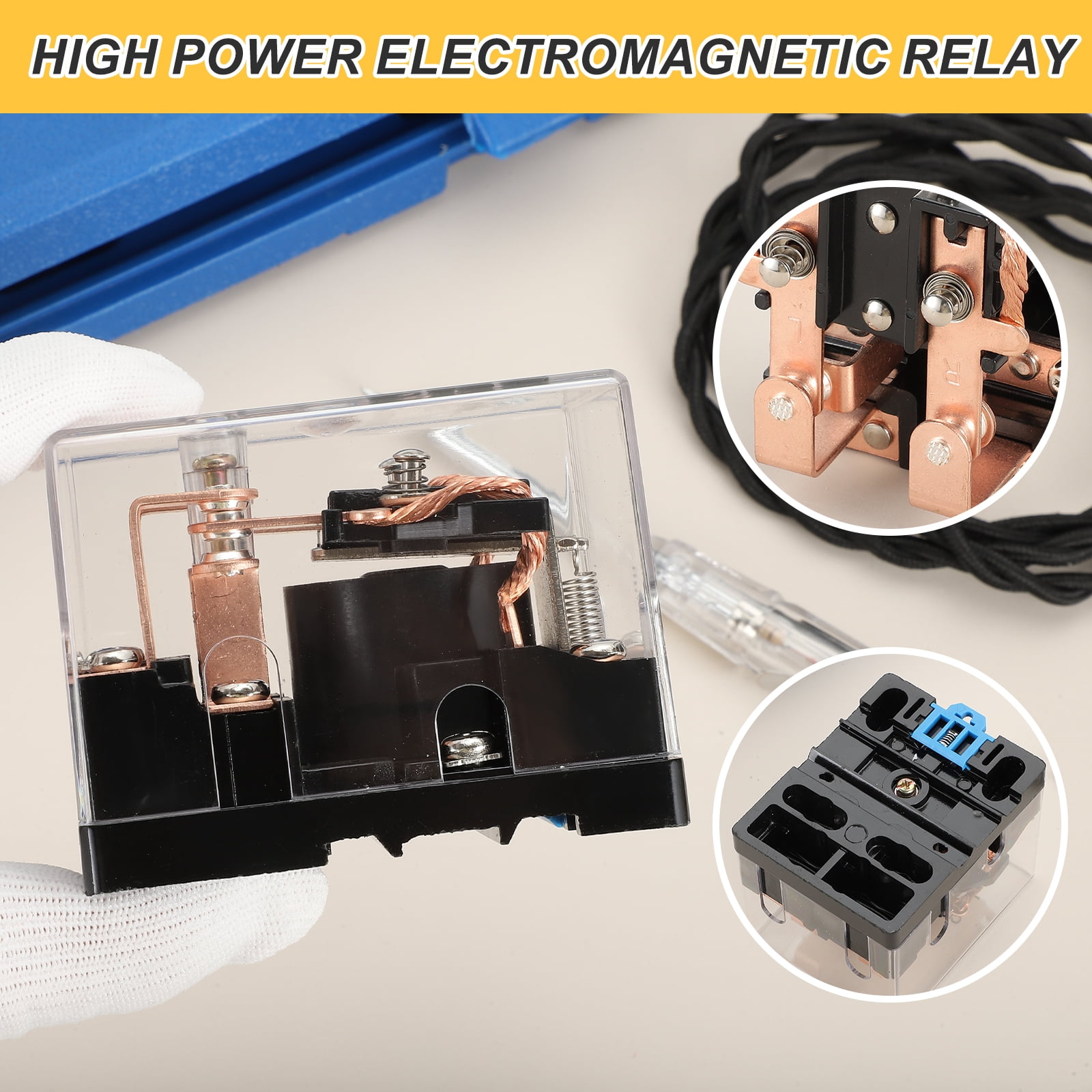 AC110V 80A Electromagnetic Relay, High Power Relay DPDT 2NO 2NC 8 Terminals Din Rail Mounting