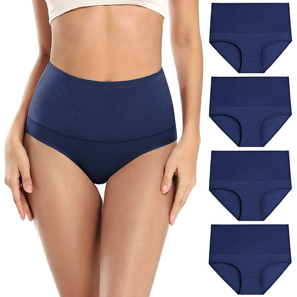 Women's Underwear Cotton High Waisted Full Briefs Ladies Stretch Panties 4  Pack 