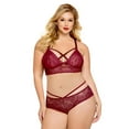 thumbnail image 1 of Womens Plus Size Lace Bralette Set- Rose Lace Bra Top and Lattice Back Panty Lingerie, 1 of 3