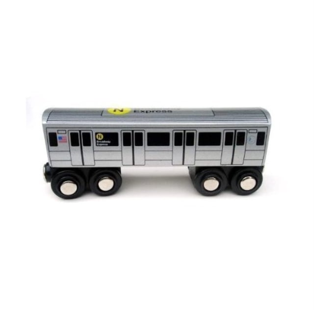 Ferrocarril de madera del metro de la ciudad de Nueva York de Munipals (División B): trenes de juguete de madera probados y seguros para niños (tren N)