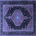 thumbnail image 1 of Ahgly Company Machine Washable Indoor Square Medallion Blue Traditional Area Rugs, 4' Square, 1 of 4