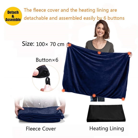 USB Heated Flannel Blanket - 3 Heat Settings, 100x70cm, Suitable for Car, Home and Travel, High - Quality Warm Material