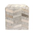 thumbnail image 5 of Pasargad Home Galaxy Zig-Zag Cowhide & Sari Silk Pouf Ottoman in Silver, 5 of 5