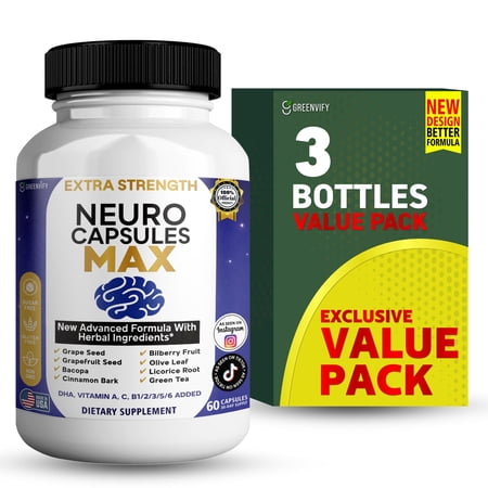 GreenVify Neuro Capsules Max Dietary Supplement – Daily Brain & Cognitive Wellness Support Capsules