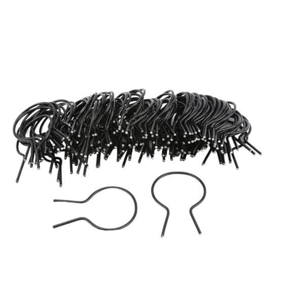 EZ 2 1/2" (2 3/8" OD) x 8 Gauge Preformed Steel Tie Wire - Fence Ties - 100 Pack (Black Vinyl Coated)