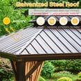 thumbnail image 3 of Summit Living 10' x 12' Outdoor Hardtop Gazebo Aluminum Frame Galvanized Steel Double Roof Patio Gazebo with Netting and Curtains Brown, 3 of 13