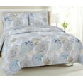 thumbnail image 2 of Cozy Line Nina Trista Flowers Aqua Blue Turquoise Grey Floral Print Pattern Quilt Bedding Set, Twin - 2 Piece, 2 of 7