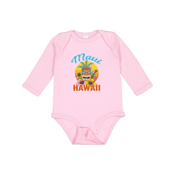 Inktastic Maui Hawaii Vacation Tiki Boys or Girls Long Sleeve Baby Bodysuit