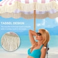 thumbnail image 5 of golytefs Striped Patio Umbrella with Fringe Beach Umbrella Outdoor Sunshade Umbrella, 5 of 9