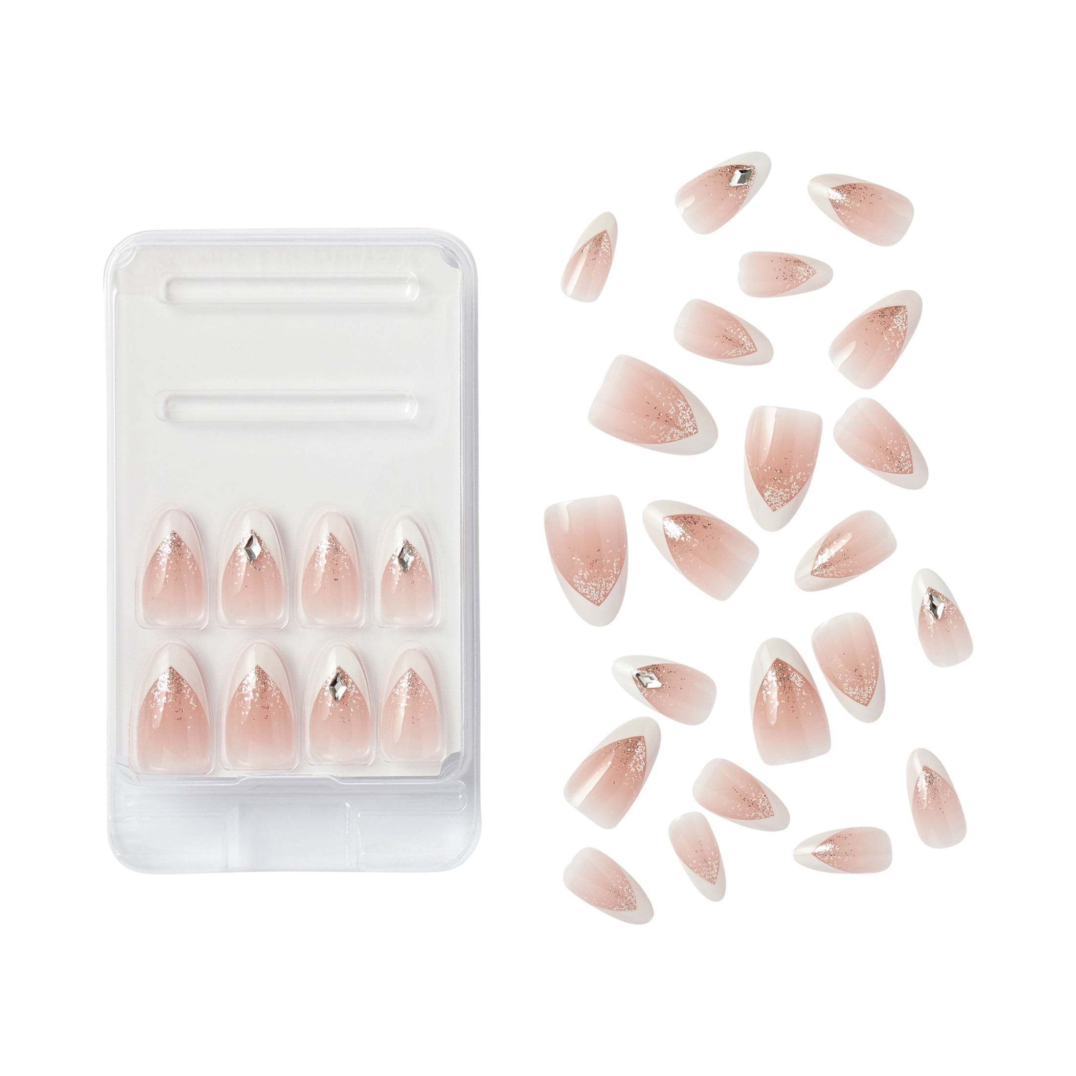 KISS Classy Premium, Press On Nails, Croissant City, White, Medium Almond, 30 Count
