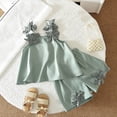 thumbnail image 7 of CYRBOKO Girls Outfit Sets, Casual Elastic Waist Soft Short Sleeve Two-piece Sets Green Size 5-6 T, 7 of 7