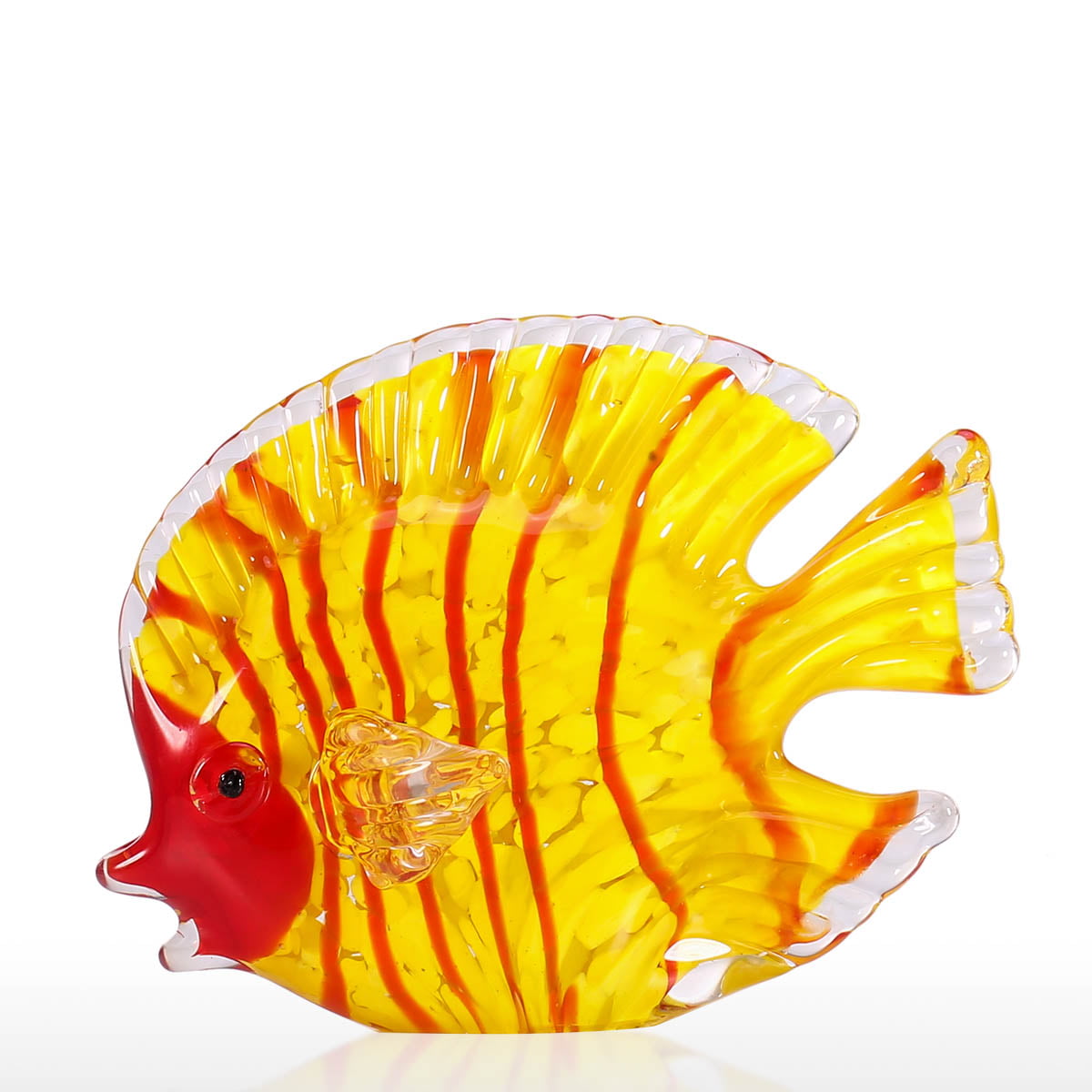 LONGWIN Handmade Glass Stripe Tropical Fish Sculpture Glass Hand Blown Sea Animal Figurine Home Tabletop Decoration Ornaments