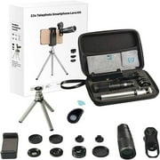 APEXEL Phone Lens Kits-22x Telephoto Lens/205°Fisheye Lens/120°Wide Angle Lens&20x Macro Lens/Tripod and Remote Shutter Works with iPhone 11 Plus X XS XR Samsung Huawei