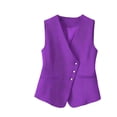 thumbnail image 6 of Lixiuxyad Women's Open Front Suit Vest Sleeveless V-Neck Button Waistcoat‌ Work Business Casual Outfits,Purple, 6 of 6