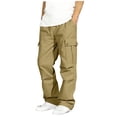 thumbnail image 5 of DJDLJWCJ Teen Boys Cargo Pants 14-16 Straight Leg Elastic Waist Baggy Pants Lightweight Breathable Boys Work Pants Khaki Size 9, 5 of 8